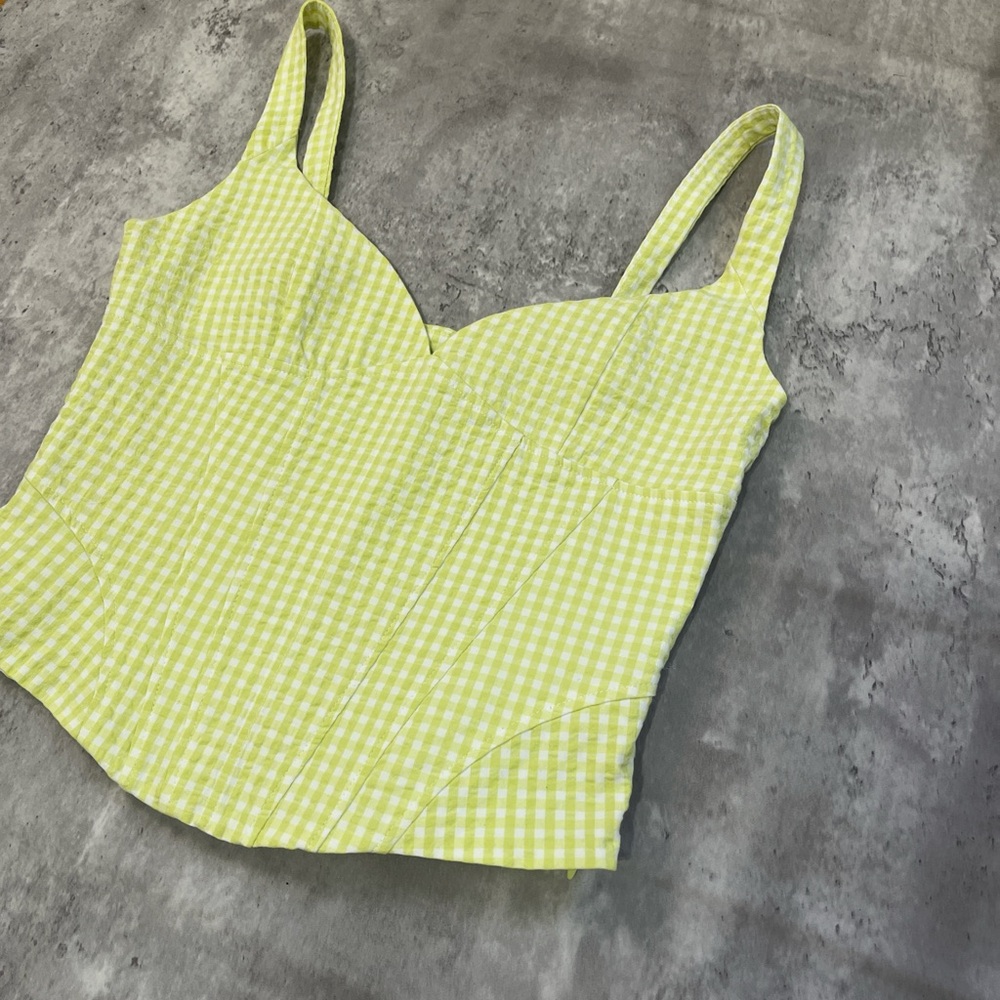 Zara Lime Checkered Tank Top